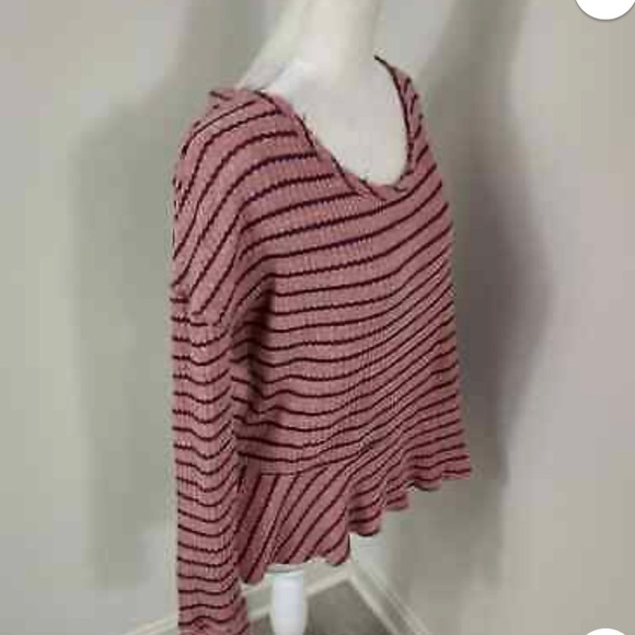 We the free peplum auntie em pink striped thermal long sleeve top - Picture 7 of 12